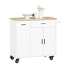 SoBuy FKW126-WN Ìlot de Cuisine sur Roulettes – 2 Tiroirs, 2 Portes, Porte-Torchon, Charge 92 kg – 105×46×92 cm, Blanc