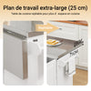SoBuy FKW128-ST Desserte Cuisine avec Roulettes et Plan de Travail Extensible, Mobile, pour Cuisine et Salle à Manger, Pratique – L130×P46/71×H91 cm, Blanc