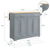 SoBuy FKW129-HG Desserte Cuisine avec Roues Cachées, 2 Tiroirs, Étagères Réglables et Porte-serviette – L115×P68,7×H91 cm, Charge 98 kg, MDF + PB, Gris