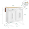 SoBuy FKW129-WN Ìlot Central de Cuisine sur Roulettes – Plan Extensible 44→69 cm, 2 Tiroirs, 2 Portes, Étagères Réglables – 113×91 cm, Blanc