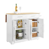 SoBuy FKW129-WN Ìlot Central de Cuisine sur Roulettes – Plan Extensible 44→69 cm, 2 Tiroirs, 2 Portes, Étagères Réglables – 113×91 cm, Blanc