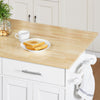 SoBuy FKW129-WN Ìlot Central de Cuisine sur Roulettes – Plan Extensible 44→69 cm, 2 Tiroirs, 2 Portes, Étagères Réglables – 113×91 cm, Blanc
