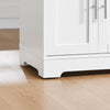 SoBuy FKW129-WN Ìlot Central de Cuisine sur Roulettes – Plan Extensible 44→69 cm, 2 Tiroirs, 2 Portes, Étagères Réglables – 113×91 cm, Blanc