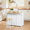 SoBuy FKW129-WN Ìlot Central de Cuisine sur Roulettes – Plan Extensible 44→69 cm, 2 Tiroirs, 2 Portes, Étagères Réglables – 113×91 cm, Blanc