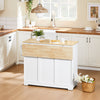 SoBuy FKW129-WN Ìlot Central de Cuisine sur Roulettes – Plan Extensible 44→69 cm, 2 Tiroirs, 2 Portes, Étagères Réglables – 113×91 cm, Blanc