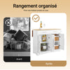 SoBuy FKW129-WN Ìlot Central de Cuisine sur Roulettes – Plan Extensible 44→69 cm, 2 Tiroirs, 2 Portes, Étagères Réglables – 113×91 cm, Blanc