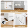SoBuy FKW129-WN Ìlot Central de Cuisine sur Roulettes – Plan Extensible 44→69 cm, 2 Tiroirs, 2 Portes, Étagères Réglables – 113×91 cm, Blanc