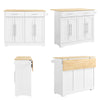 SoBuy FKW129-WN Ìlot Central de Cuisine sur Roulettes – Plan Extensible 44→69 cm, 2 Tiroirs, 2 Portes, Étagères Réglables – 113×91 cm, Blanc