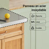 SoBuy FKW13-N Desserte de Cuisine à Roulettes en Bambou avec Plan de Travail INOX, 1 Tiroir et 2 Portes, Chariot de Service – 66x46x92 cm, Naturel