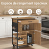 SoBuy FKW134-N Desserte de cuisine à roulettes 67 cm avec tiroir, casier à vin et crochets – Style industriel bois et métal