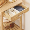 SoBuy FKW135-N Desserte de cuisine en bambou carbonisé 58 cm avec tiroir et roulettes – Chariot de cuisine naturel