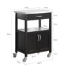 SoBuy FKW22-SCH Desserte de Cuisine à Roulettes avec Plan de Travail INOX, 1 Tiroir, 1 Étagère et 2 Portes, Chariot Multifonction – 60x45x92 cm, Noir