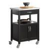 SoBuy FKW22-SCH Desserte de Cuisine à Roulettes avec Plan de Travail INOX, 1 Tiroir, 1 Étagère et 2 Portes, Chariot Multifonc