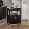 SoBuy FKW22-SCH Desserte de Cuisine à Roulettes avec Plan de Travail INOX, 1 Tiroir, 1 Étagère et 2 Portes, Chariot Multifonction – 60x45x92 cm, Noir