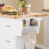 SoBuy FKW41-II-WN Ìlot Central de Cuisine Mobile avec Plan Extensible +25 cm – 3 Tiroirs, Armoire, Porte-Serviettes, 4 Roulettes, Blanc et Bois Naturel