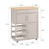 SoBuy FKW45-KA Desserte Cuisine sur Roulettes – Plan Hévéa, Casier à Vin, 1 Tiroir, 1 Placard – 67×38×86 cm, Marron Clair