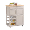 SoBuy FKW45-KA Desserte Cuisine sur Roulettes – Plan Hévéa, Casier à Vin, 1 Tiroir, 1 Placard – 67×38×86 cm, Marron Clair