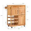 SoBuy FKW45-N Desserte Cuisine en Bois Massif à Roulettes – Range-Bouteilles, Tiroir, 2 Placards, Porte-Serviettes Réversible, 66×38×86 cm, 63 kg, Naturel
