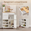 SoBuy FKW45-WN Desserte cuisine bois massif 67 cm avec plan en hévéa, tiroir et casier à vin – Blanc et naturel