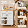 SoBuy FKW45-WN Desserte cuisine bois massif 67 cm avec plan en hévéa, tiroir et casier à vin – Blanc et naturel