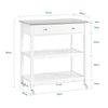 SoBuy FKW47-II-W Desserte de Cuisine à Roulettes – Plateau INOX, 1 Tiroir, 2 Étagères, Blanc