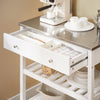 SoBuy FKW47-II-W Desserte de Cuisine à Roulettes – Plateau INOX, 1 Tiroir, 2 Étagères, Blanc