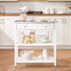 SoBuy FKW47-II-W Desserte de Cuisine à Roulettes – Plateau INOX, 1 Tiroir, 2 Étagères, Blanc