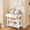 SoBuy FKW47-II-W Desserte de Cuisine à Roulettes – Plateau INOX, 1 Tiroir, 2 Étagères, Blanc