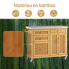 SoBuy FKW70-N Îlot Central de Cuisine sur Roulettes, Plan de Travail INOX, 4 Tiroirs, Chariot Mobile avec Rangement – 115x46x92cm, Naturel