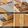 SoBuy FKW70-N Îlot Central de Cuisine sur Roulettes, Plan de Travail INOX, 4 Tiroirs, Chariot Mobile avec Rangement – 115x46x92cm, Naturel
