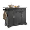 SoBuy FKW71-III-SCH Îlot de Cuisine Mobile avec Plan Inox Extensible 46–71 cm – 2 Tiroirs, Étagères Réglables, Noir