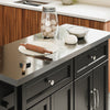 SoBuy FKW71-III-SCH Îlot de Cuisine Mobile avec Plan Inox Extensible 46–71 cm – 2 Tiroirs, Étagères Réglables, Noir