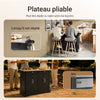 SoBuy FKW71-III-SCH Îlot de Cuisine Mobile avec Plan Inox Extensible 46–71 cm – 2 Tiroirs, Étagères Réglables, Noir