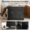 SoBuy FKW71-III-SCH Îlot de Cuisine Mobile avec Plan Inox Extensible 46–71 cm – 2 Tiroirs, Étagères Réglables, Noir