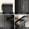 SoBuy FKW71-III-SCH Îlot de Cuisine Mobile avec Plan Inox Extensible 46–71 cm – 2 Tiroirs, Étagères Réglables, Noir