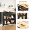 SoBuy FKW74-SCH Desserte Cuisine à Roulettes 94 cm avec 2 Tiroirs et 2 Étagères, Plan de Travail 60 kg – 4 Roulettes dont 2 Freinées, Noir
