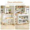 SoBuy FKW74-WN Desserte de Cuisine à Roulettes – Plan de Travail 100×60 cm, 2 Tiroirs, 2 Étagères, Charge 60 kg, Blanc