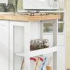 SoBuy FKW75-WN Desserte de Cuisine à Roulettes avec Placard et Étagère Latérale 3 Niveaux – Blanc/Naturel, 60 × 40 × 92 cm