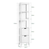 sobuyes.shopG126-W Colonne de Salle de Bain – 4 Étagères, 2 Tiroirs, Anti-Basculement, 30×30×144 cm, Blanc