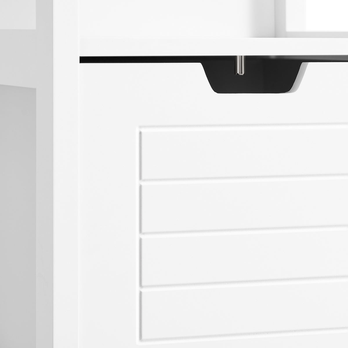 sobuyes.shopG126-W Colonne de Salle de Bain – 4 Étagères, 2 Tiroirs, Anti-Basculement, 30×30×144 cm, Blanc
