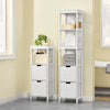 sobuyes.shopG126-W Colonne de Salle de Bain – 4 Étagères, 2 Tiroirs, Anti-Basculement, 30×30×144 cm, Blanc