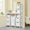 sobuyes.shopG126-W Colonne de Salle de Bain – 4 Étagères, 2 Tiroirs, Anti-Basculement, 30×30×144 cm, Blanc