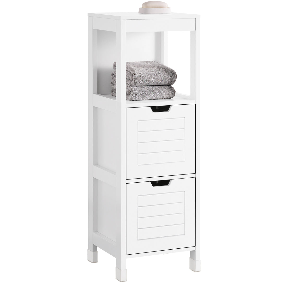sobuyes.shopG127-W Meuble Salle de Bain Commode – Petit Meuble Rangement avec 2 Paniers – Colonne Compacte pour Toilette en Bois,