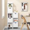 sobuyes.shopG127-W Colonne Salle de Bain avec 2 Paniers, Format Compact, Design Moderne, pour Salle de Bain et WC, Rangement Optimisé – L30×P30×H89 cm, Bois, Blanc