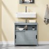 sobuyes.shopG128-SG Meuble sous Lavabo avec Portes Coulissantes, Format Compact, Résistant à l’Humidité, pour Salle de Bain et WC – L60×P30×H60 cm, Bois, Gris