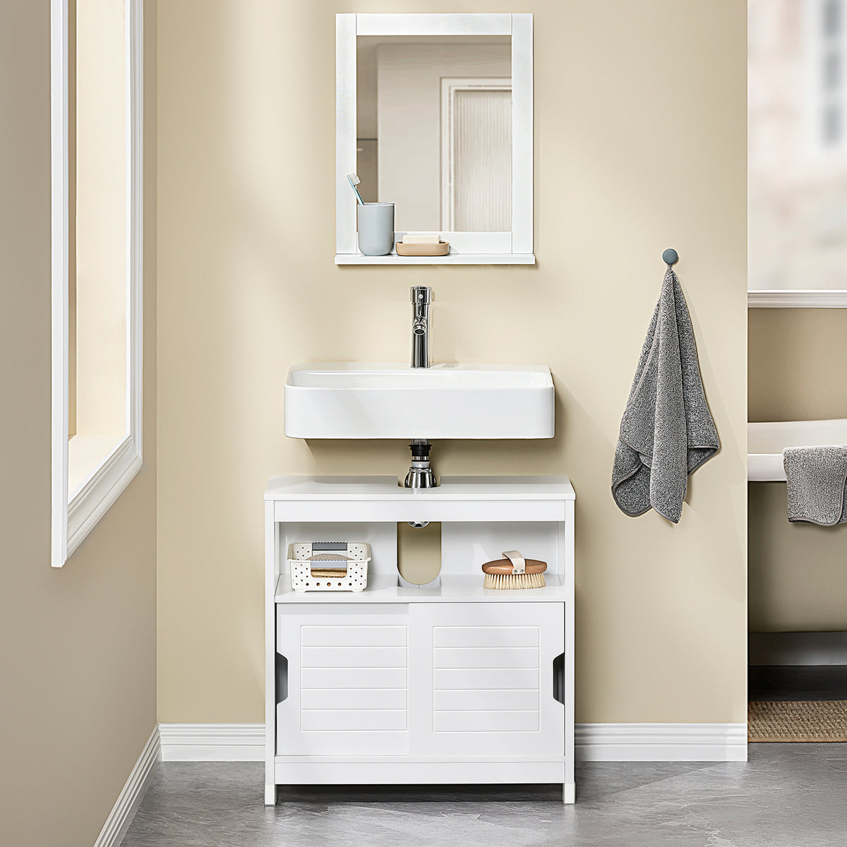 sobuyes.shopG128-W Meuble Sous-Lavabo Meuble pour lavabo suspendu