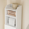 sobuyes.shopG177-II-W Meuble Salle de Bain 20 cm de Largeur sur Pied avec Support Papier et Porte - Petit Meuble WC Rangement Gain de Place Blanc