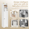 sobuyes.shopG177-II-W Meuble Salle de Bain 20 cm de Largeur sur Pied avec Support Papier et Porte - Petit Meuble WC Rangement Gain de Place Blanc
