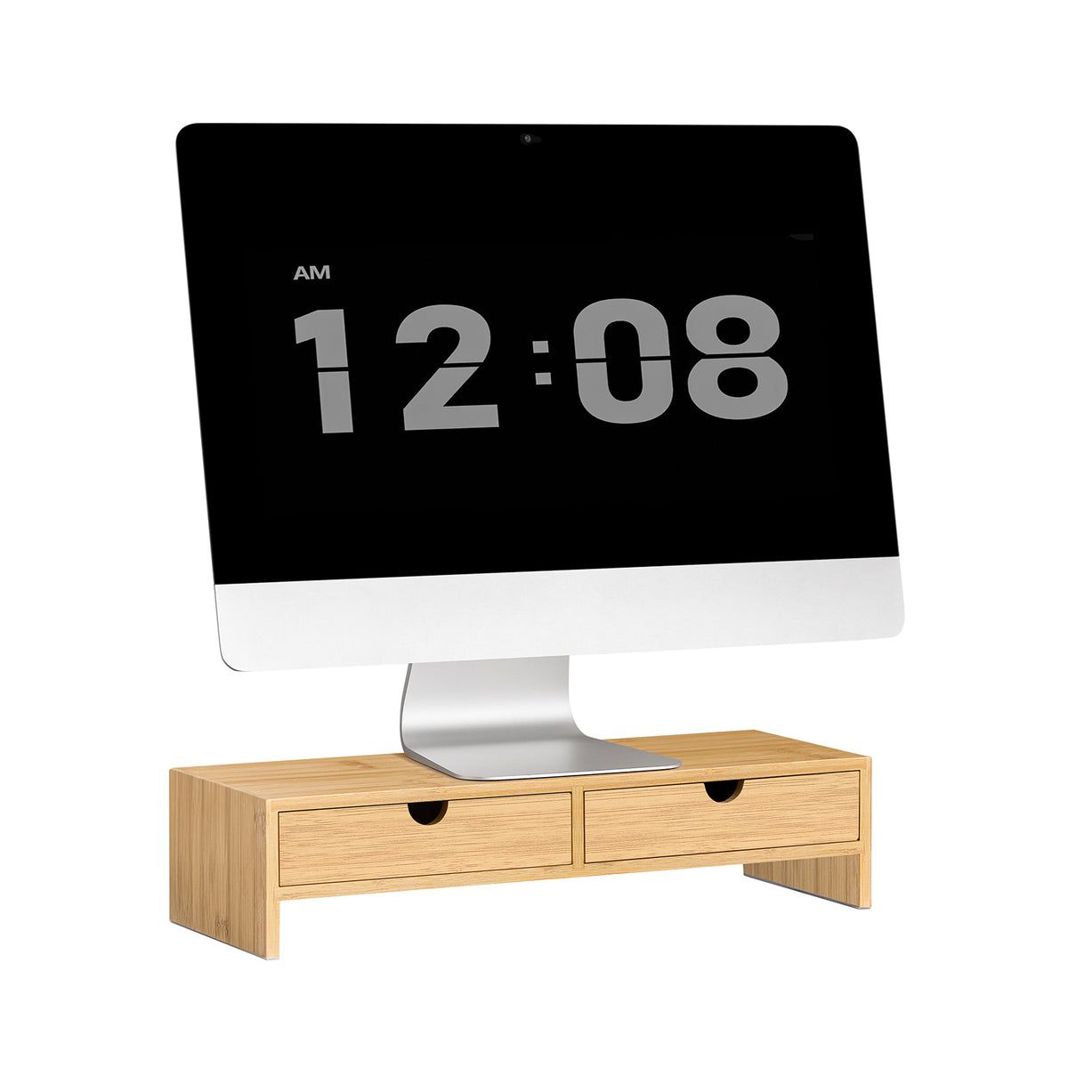 sobuyes.shopG198-N Support d'écran d'ordinateur de Support de Moniteur de bambou avec 2 Tiroirs