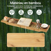 Prévente sobuyes.shopG212-N Plateau de Baignoire Extra Long et Verni avec Support Verre à Vin et Bougie, Design Fonctionnel, Usage Quotidien, Pratique – Bambou, Naturel